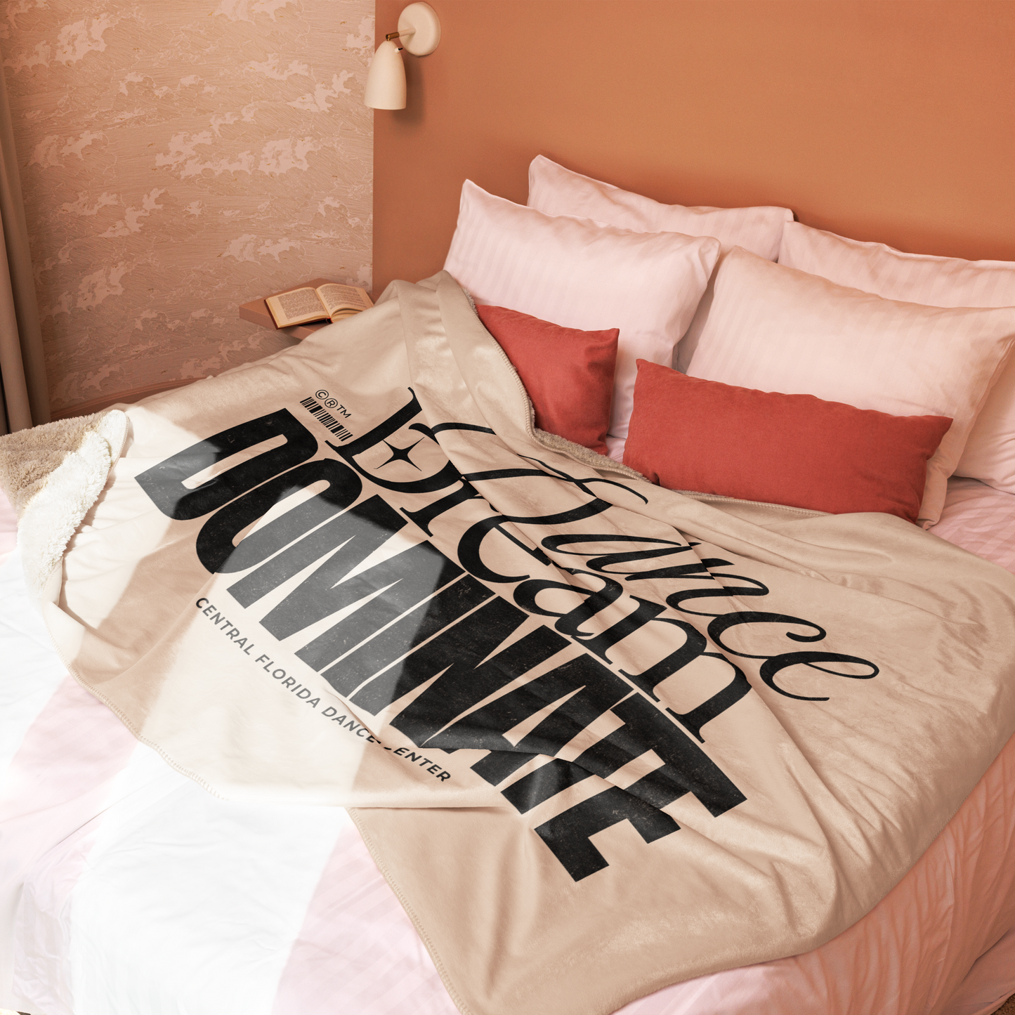 "Dance, Dream, Dominate" Sherpa Blanket (Tan)